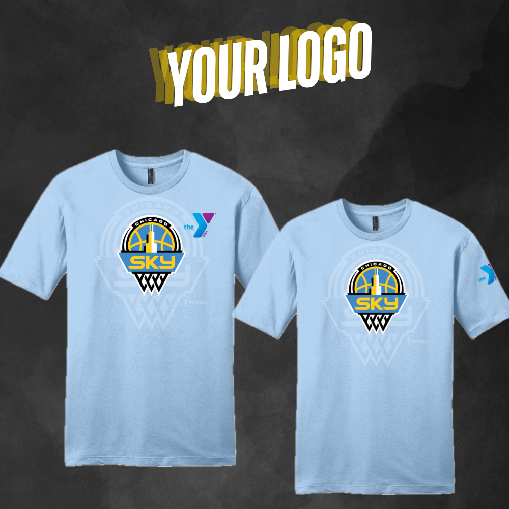 Chicago Sky x The YMCA Custom Partner Shadow Logo T-Shirt