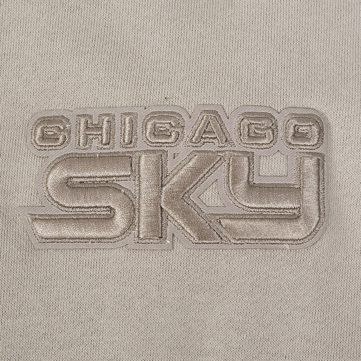 Embroidered 'Chicago Sky' logo on a gray background