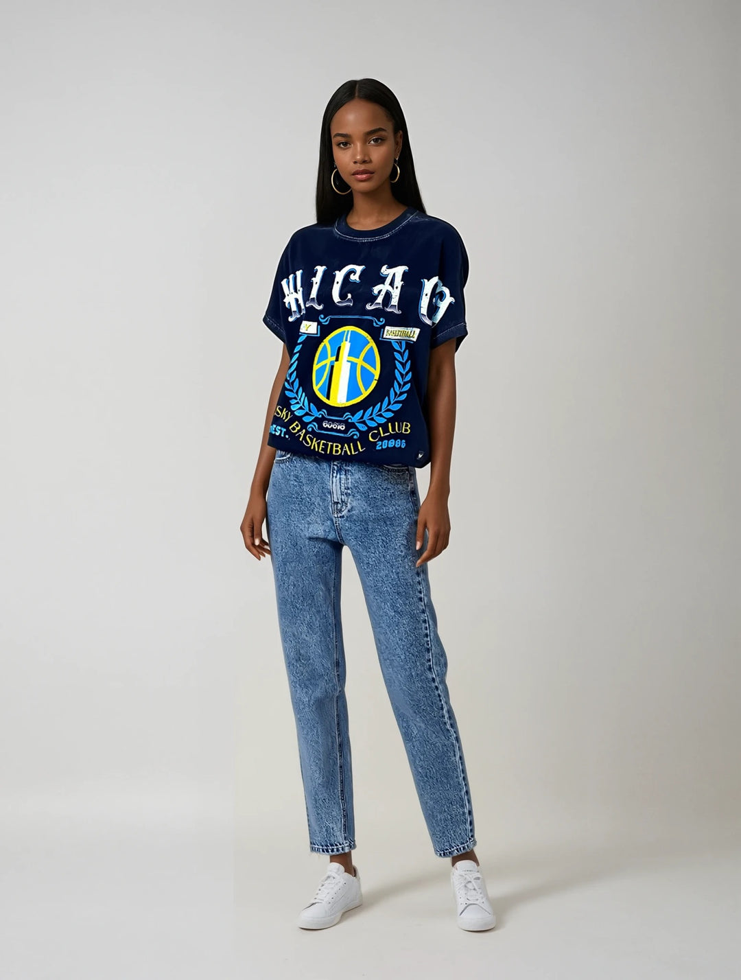 Womens Wild Collective x Sky Premium Baggy Dolman T-Shirt
